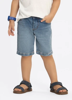 Alakazoo - Bermuda Jeans Reta Menino com Elastano Azul - ALAKAZOO
