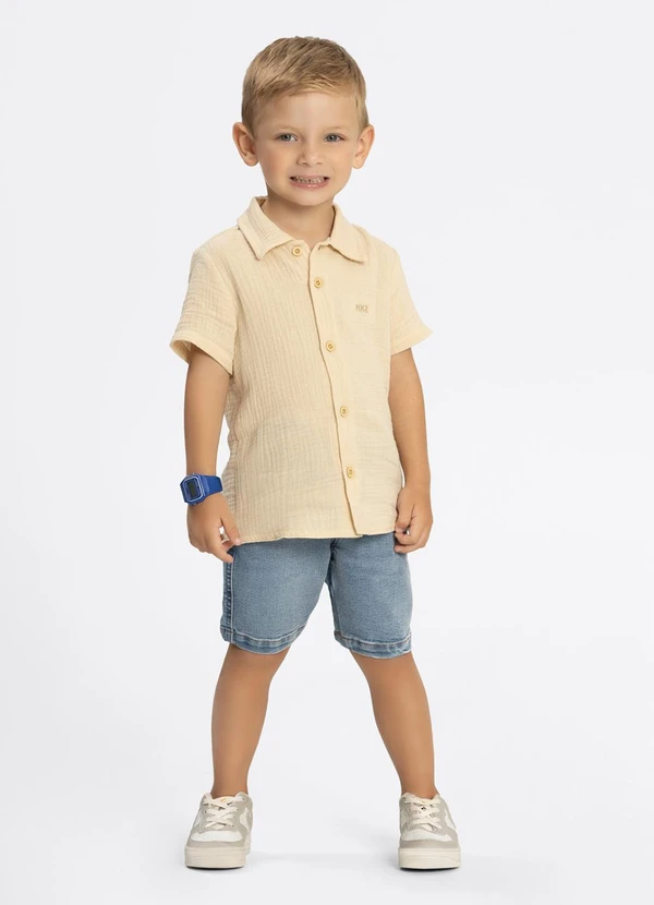 Alakazoo - Bermuda Jeans Reta Menino com Elastano Azul 3