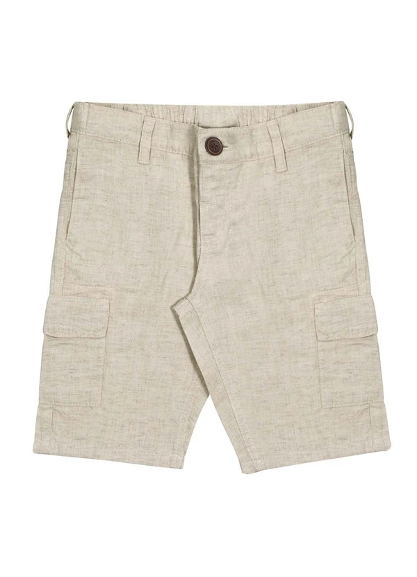 Alakazoo - Bermuda Jeans Reta Menino Detalhe na Barra Bege 3