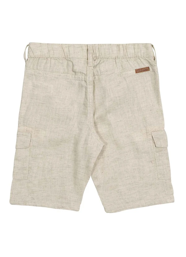 Alakazoo - Bermuda Jeans Reta Menino Detalhe na Barra Bege 4