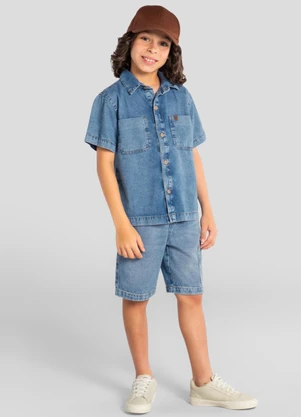 Brandili - Bermuda Jeans Teen Menino Azul - BRANDILI