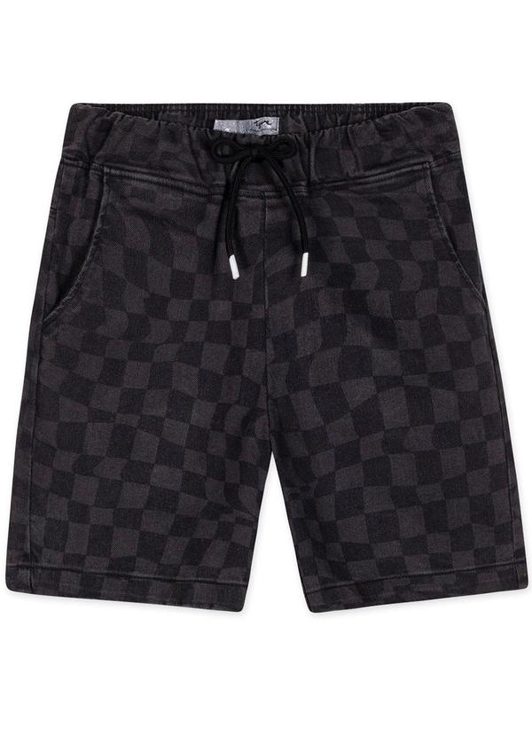 Tigor T Tigre - Bermuda Jeans Xadrez Menino Preto