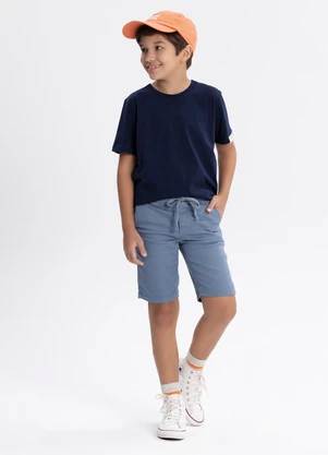 Alakazoo - Bermuda Jogging em Sarja com Elastano Azul - ALAKAZOO