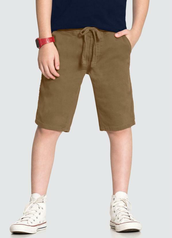 Alakazoo - Bermuda Jogging Sarja com Elastano Marrom