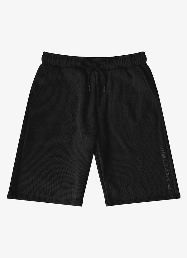 Minty - Bermuda Juvenil em Malhão Masculina Preto