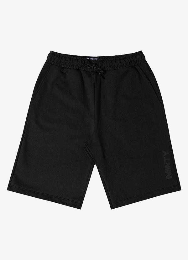 Minty - Bermuda Juvenil em Moletom Masculina Preto