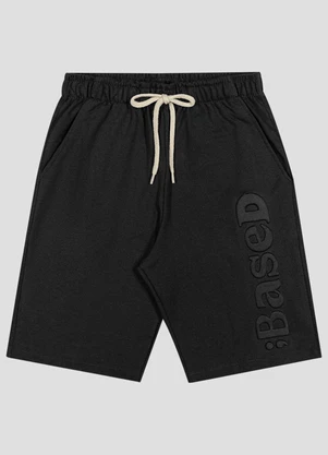 Based. - Bermuda Juvenil Moletinho com Bolsos Preto - BASED.