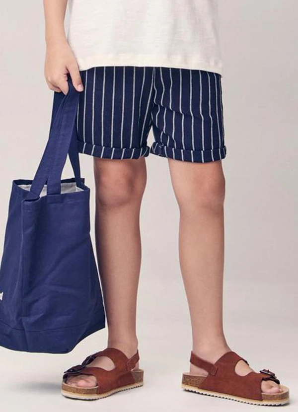 Youccie - Bermuda Listrada com Cadarço Marinho