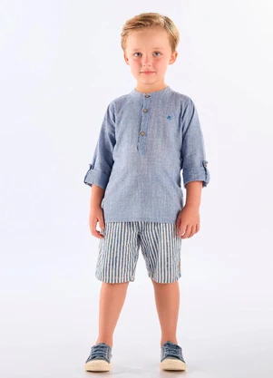 Bermuda Listrada Infantil Up Baby Azul - UP BABY