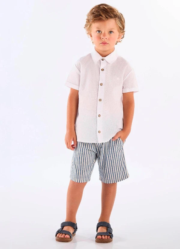 Up Baby - Bermuda Listrada Infantil Up Baby Azul 3