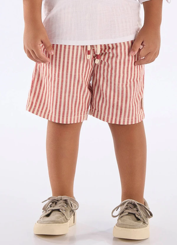 Up Baby - Bermuda Listrada Infantil Vermelho