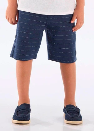 Up Baby - Bermuda Malha Risca Giz Azul - UP BABY