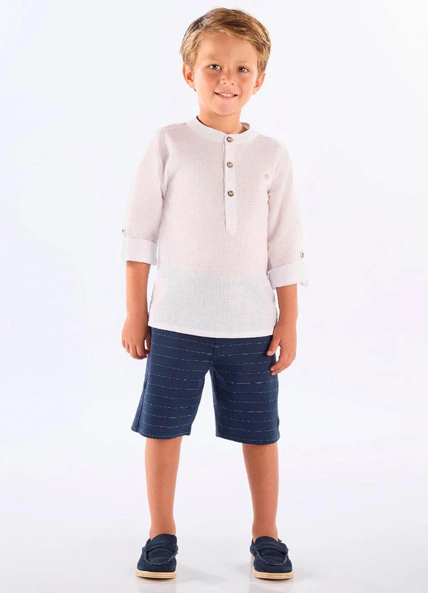 Up Baby - Bermuda Malha Risca Giz Azul 2