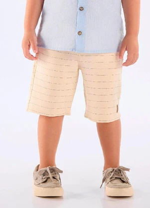 Up Baby - Bermuda Malha Risca Giz Bege - UP BABY