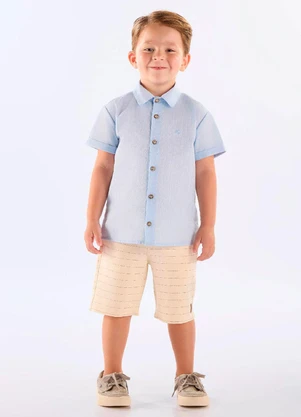 Up Baby - Bermuda Malha Risca Giz Bege - UP BABY
