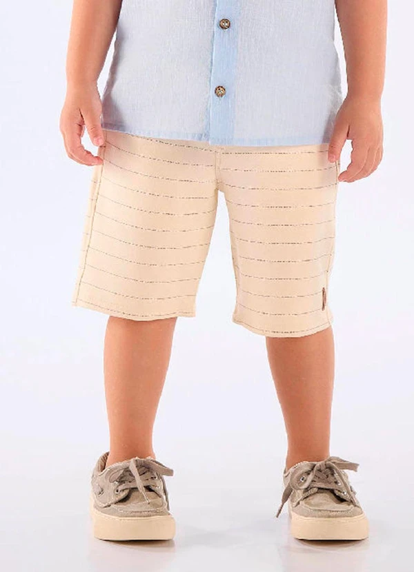 Up Baby - Bermuda Malha Risca Giz Bege