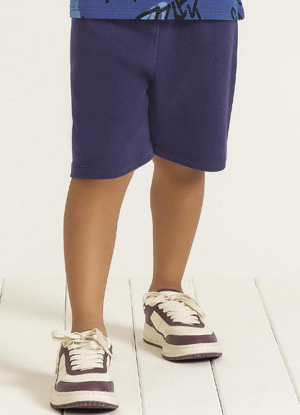Bermuda Masculina Básica em Moletom Azul Cativa