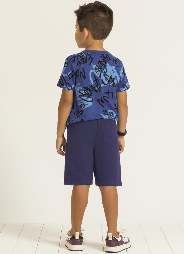 Cativa Kids - Bermuda Masculina Básica em Moletom Azul 4