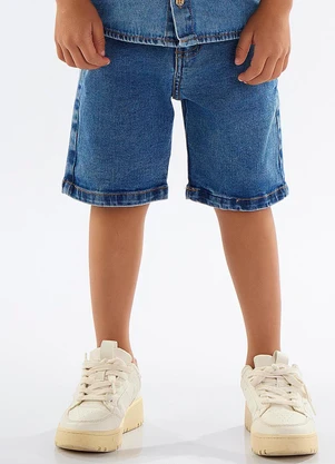Up Baby - Bermuda Menino em Jeans com Elastano Azul - UP BABY