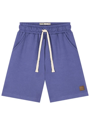 Ioluig - Bermuda Menino em Malha Alfaiataria Dupla Azul - IOLUIG