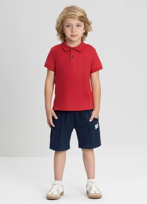 Bermuda Menino em Malha Alfaiataria Up Baby Azul - UP BABY