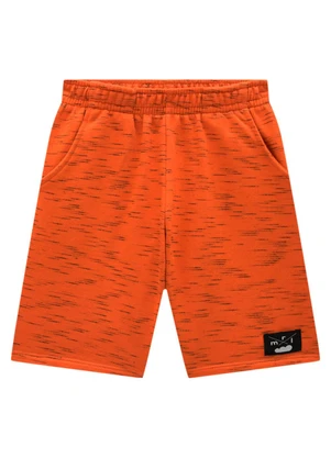 Marlan - Bermuda Menino em Moletinho Jet Black Laranja - MARLAN