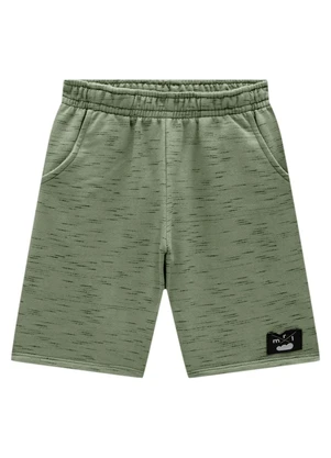 Marlan - Bermuda Menino em Moletinho Jet Black Verde - MARLAN