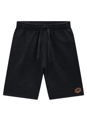 Marlan - Bermuda Menino em Moletinho Listra Relevo Preto - MARLAN