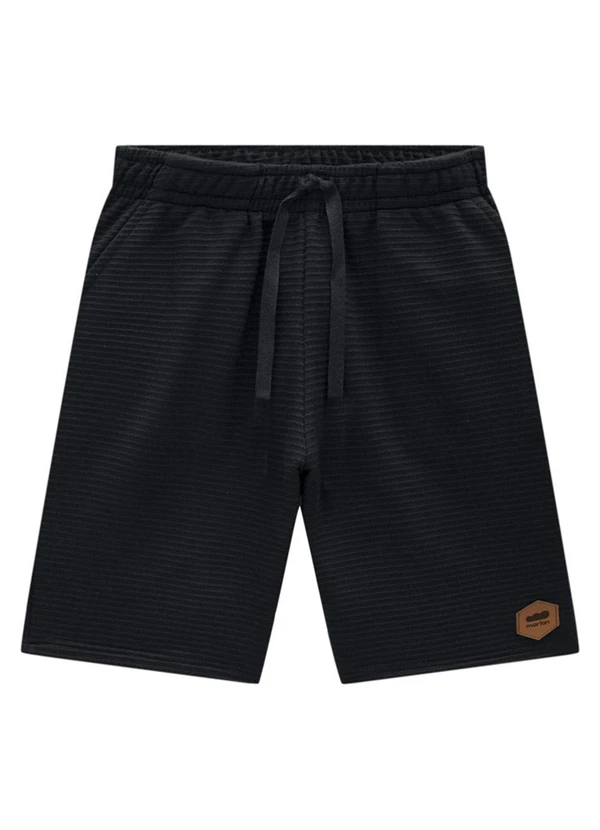 Marlan - Bermuda Menino em Moletinho Listra Relevo Preto