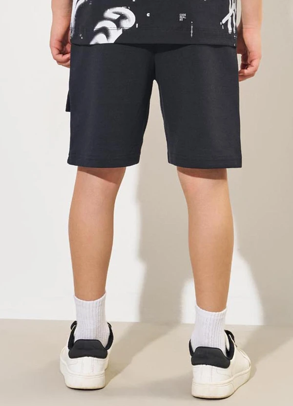 Catavento - Bermuda Menino em Moletom Preto 2