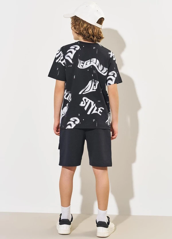 Catavento - Bermuda Menino em Moletom Preto 4