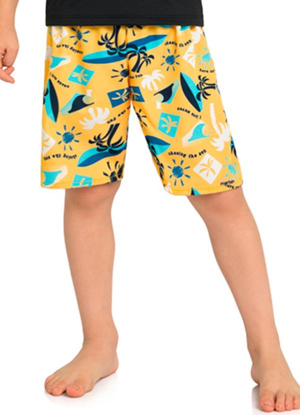 Marlan - Bermuda Menino Microfibra Little Fruits Amarelo