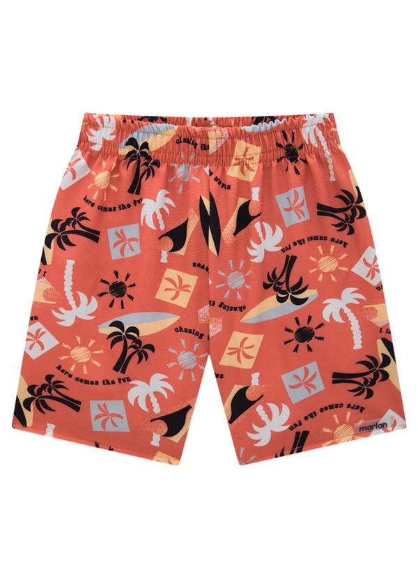 Marlan - Bermuda Menino Microfibra Little Fruits Marrom