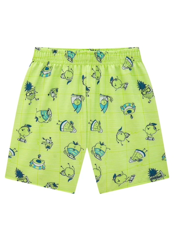 Marlan - Bermuda Menino Microfibra Little Fruits Verde