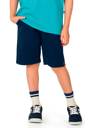 Marlan - Bermuda Moletinho com Bolso Infantil Menino Azul - MARLAN