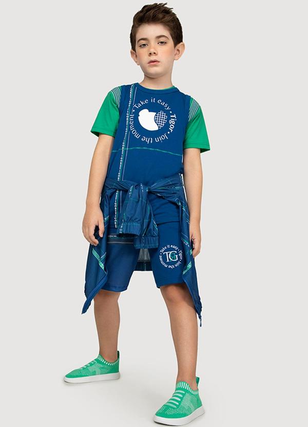 Tigor T Tigre - Bermuda Moletom Infantil Menino Azul 2