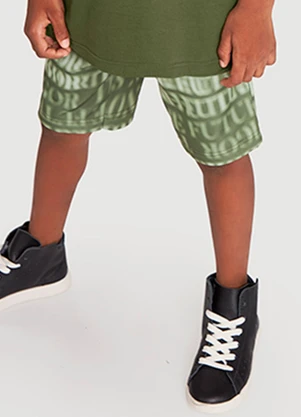 Tigor T Tigre - Bermuda Moletom Infantil Menino Verde - TIGOR T TIGRE