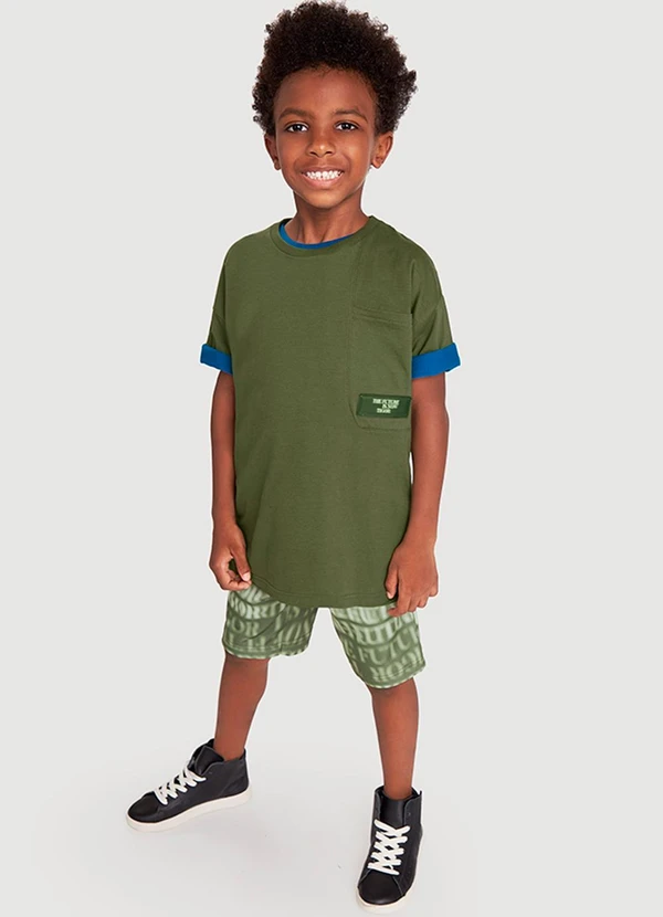 Tigor T Tigre - Bermuda Moletom Infantil Menino Verde 2