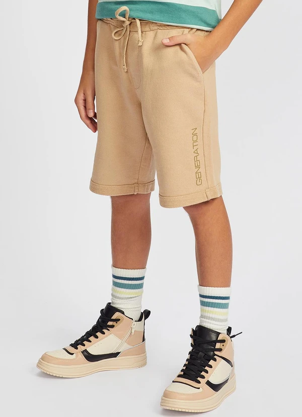 Sun Place - Bermuda Moletom Jogger Infantil Menino Bege