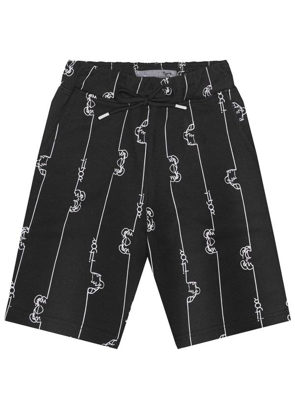 Tigor T Tigre - Bermuda Moletom Menino Infantil Preto