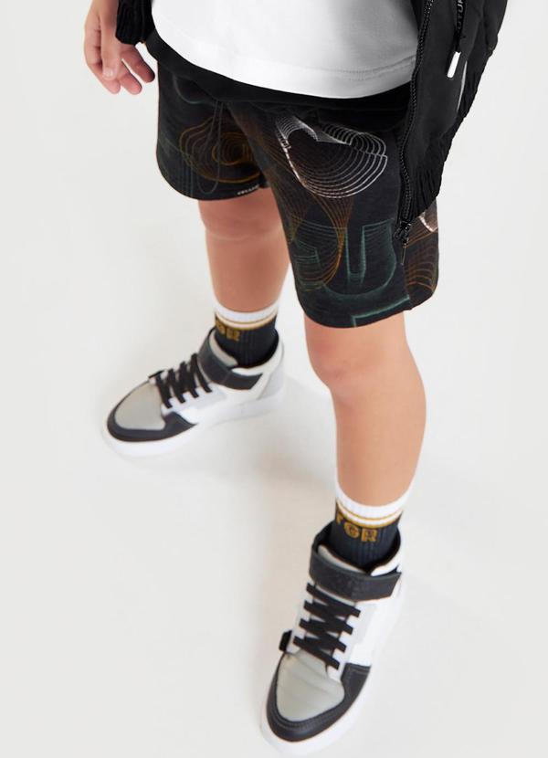 Tigor T Tigre - Bermuda Moletom Masculina Infantil Preto