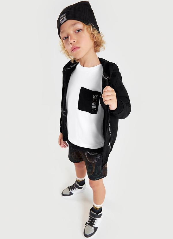 Tigor T Tigre - Bermuda Moletom Masculina Infantil Preto 2