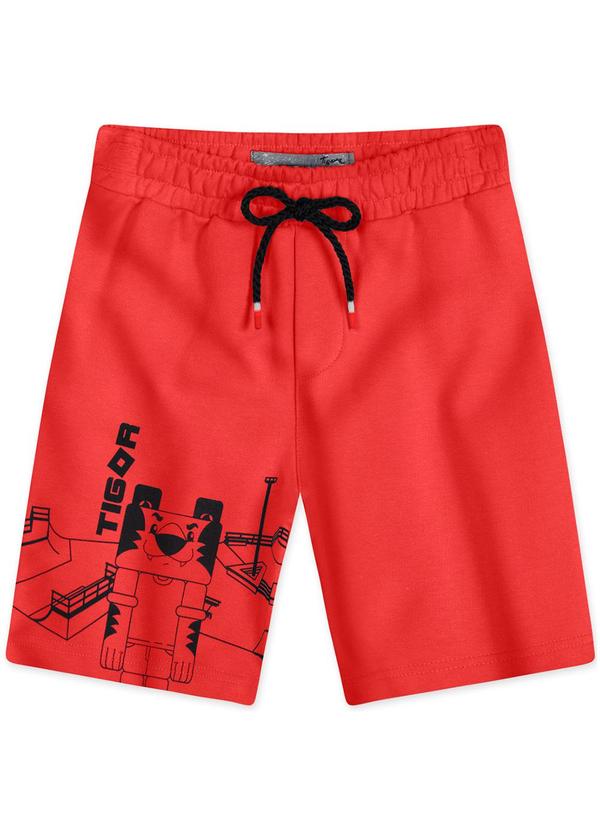 Tigor T Tigre - Bermuda Moletom Menino Infantil Vermelho