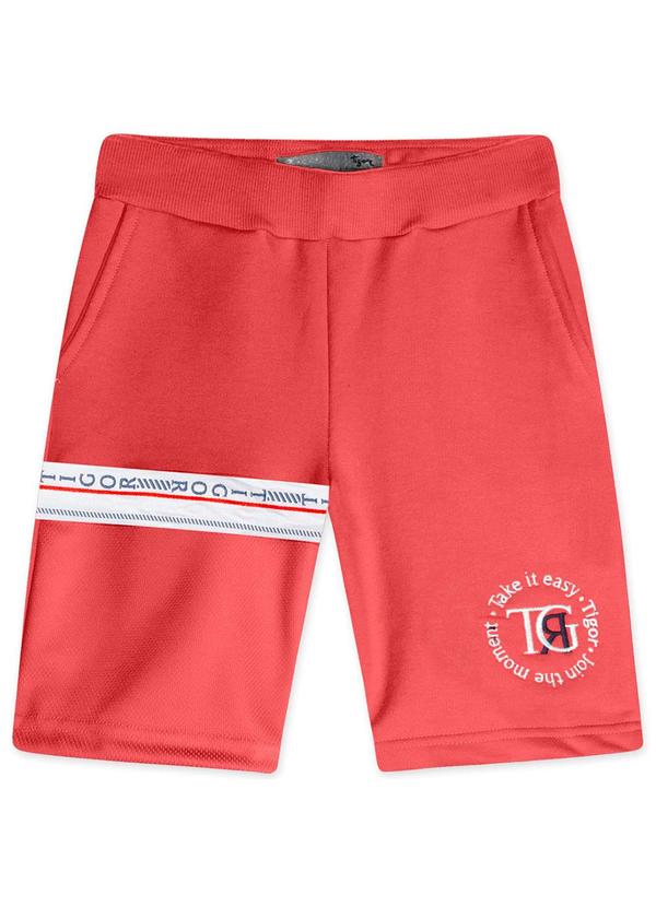 Tigor T Tigre - Bermuda Moletom Menino Vermelho