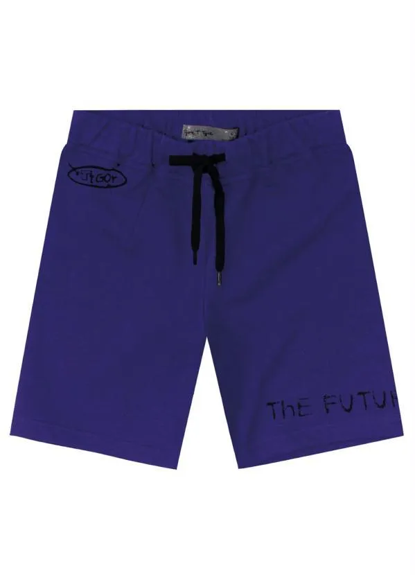 Tigor T Tigre - Bermuda Moletom Menino Azul