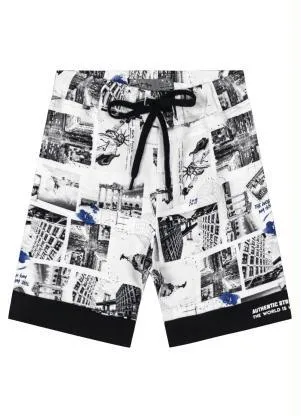 Tigor T Tigre - Bermuda Moletom Menino Branco - TIGOR T TIGRE