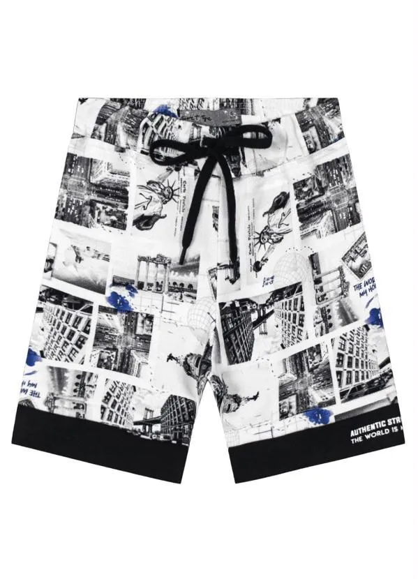 Tigor T Tigre - Bermuda Moletom Menino Branco