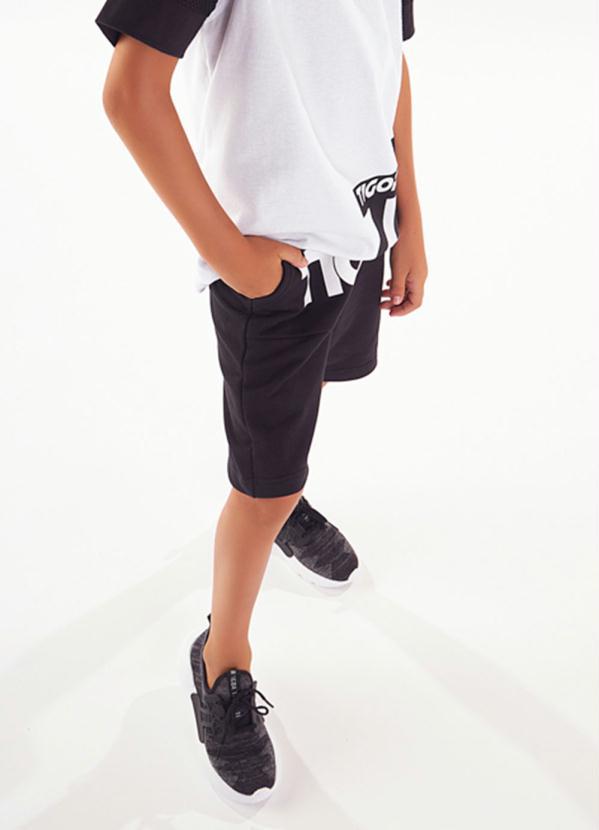 Tigor T Tigre - Bermuda Moletom Menino Preto