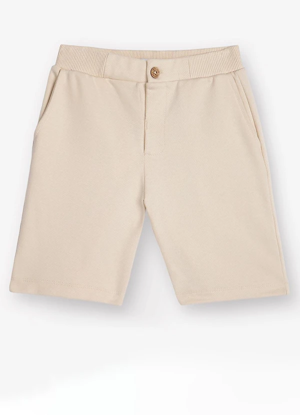 Trick Nick - Bermuda Moletom Sarjado Masculina Bege