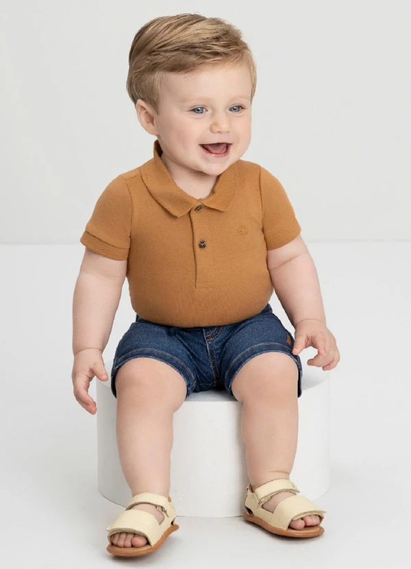 Up Baby - Bermuda para Bebê Jeans com Elastano Up Baby Azul